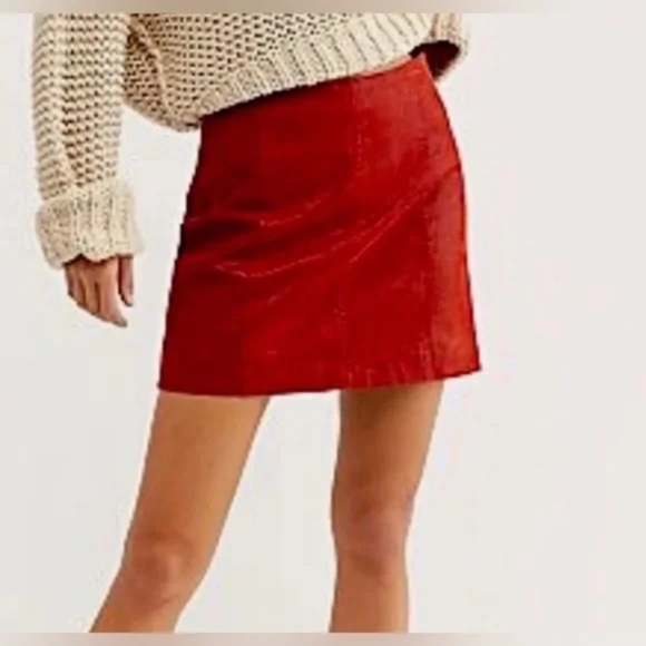 FREE PEOPLE - MODERN FEMME Faux Leather / SUEDE WESTERN INSPIRED MINI SKIRT - Picture 5 of 6
